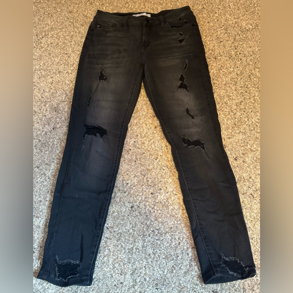 Black Distressed KanCan Skinny Jeans - Picture 3 of 7